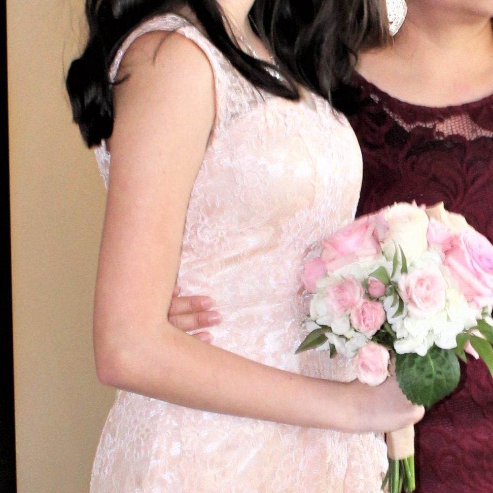 Blush color lace Bridesmaid Dress